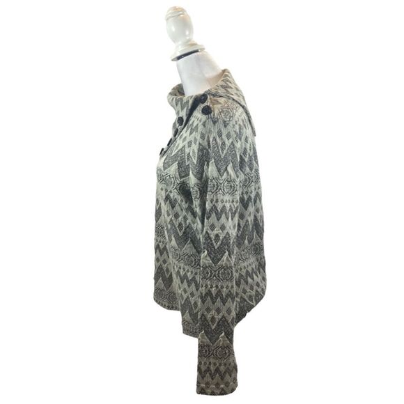 Ladies Sno Skins Black and Beige Print‎ Button Down Collar Long Sleeve Blouse L - Picture 3 of 7